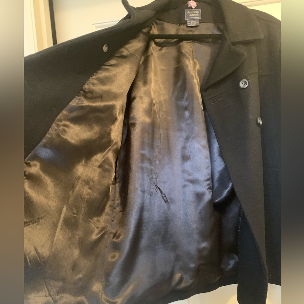 Solid Black Wool Double Breasted/Peacoat - image 3